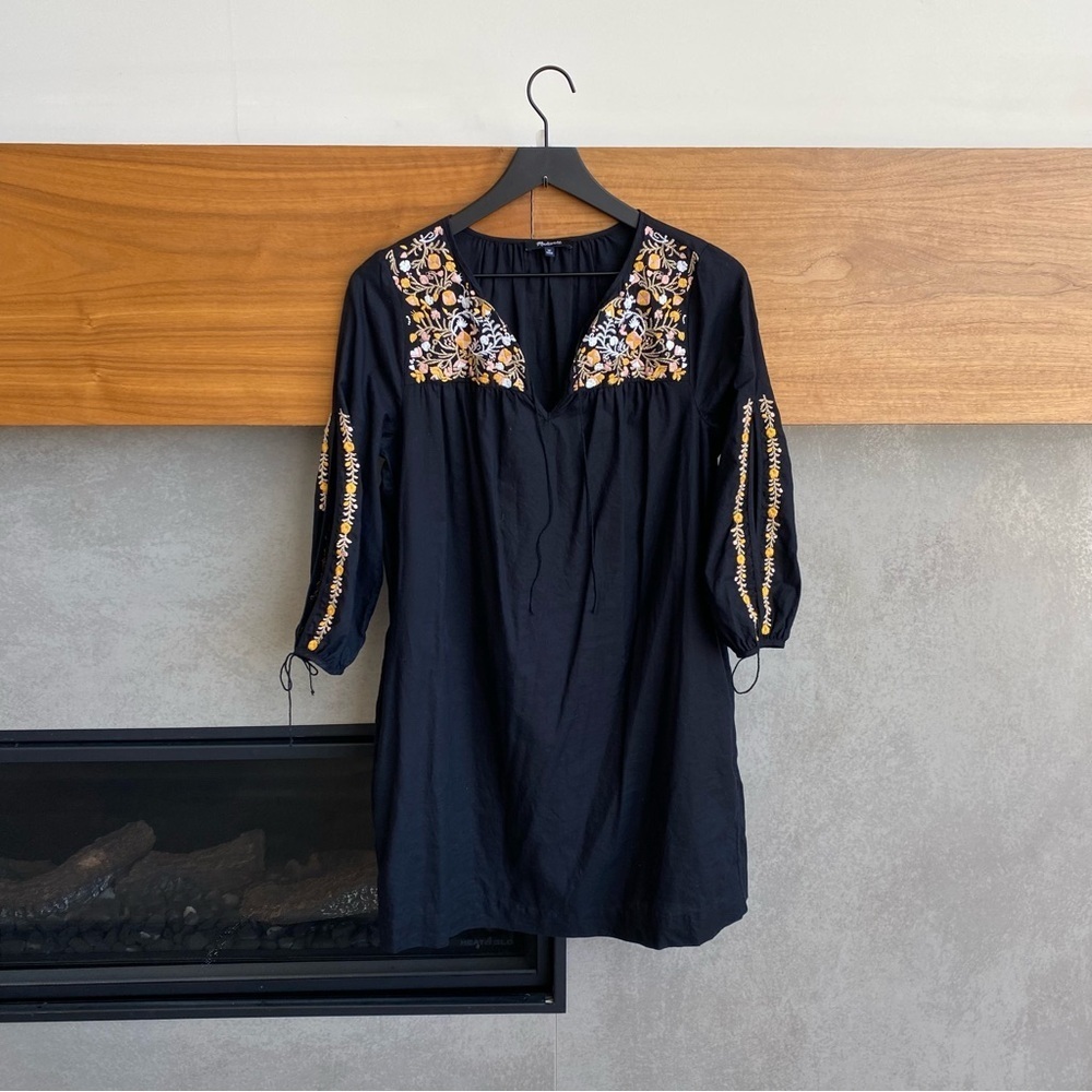 Madewell Embroidered Slit-Sleeve Tunic Dress, Size M
